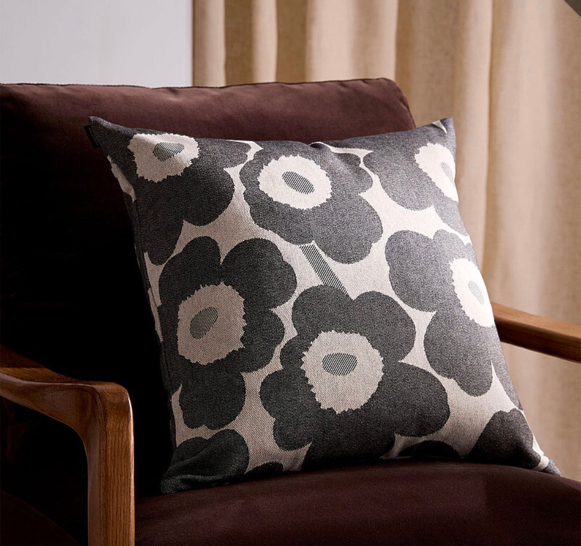 Marimekko Pieni Unikko Cushion Cover – Grey Jacquard