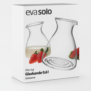 Eva Solo glass jug packaging with product illustration on a white background