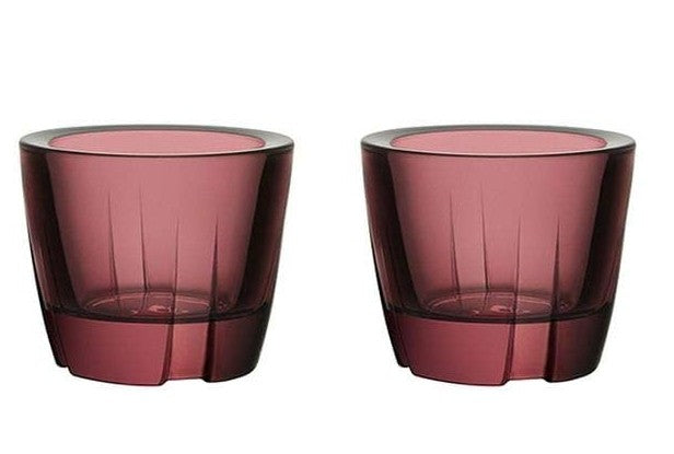 Kosta Boda Bruk Votive Candle Holders – Set of 2, Aubergine Purple