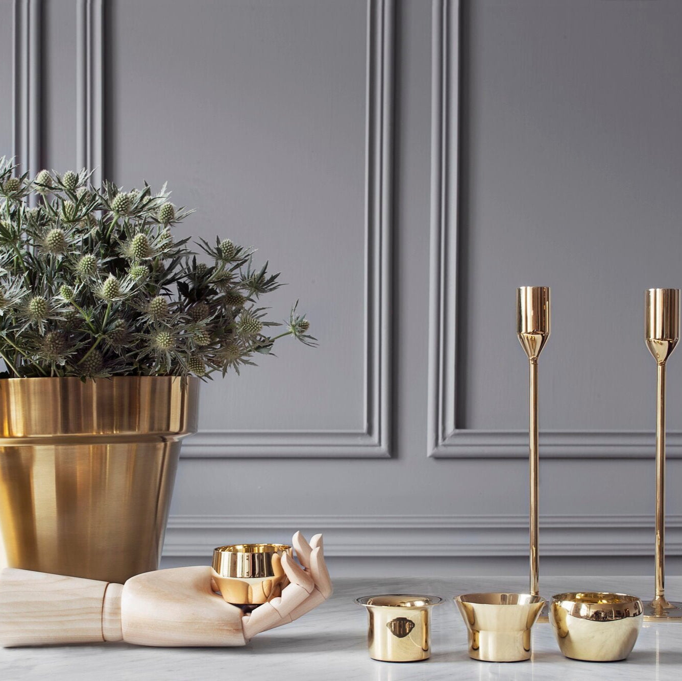 Skultuna Kin Tealight Set Brass and Silver